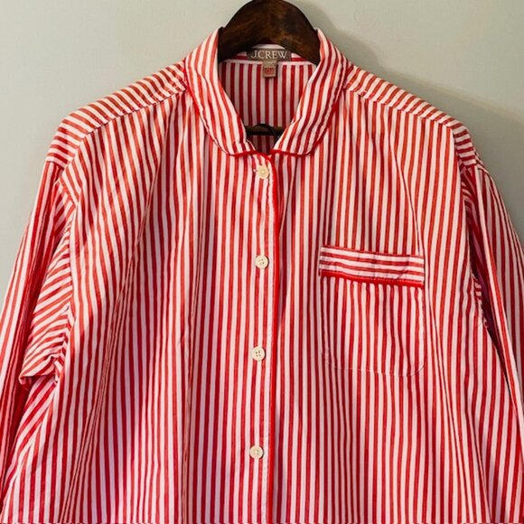 J. Crew 100% Cotton Poplin Crisp Holiday Pajamas Candy Cane Stripe XXL - Picture 3 of 11